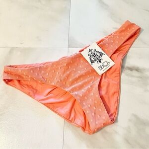 Becca Swim Shirred Hipster Bikini Bottoms orange XL nwt